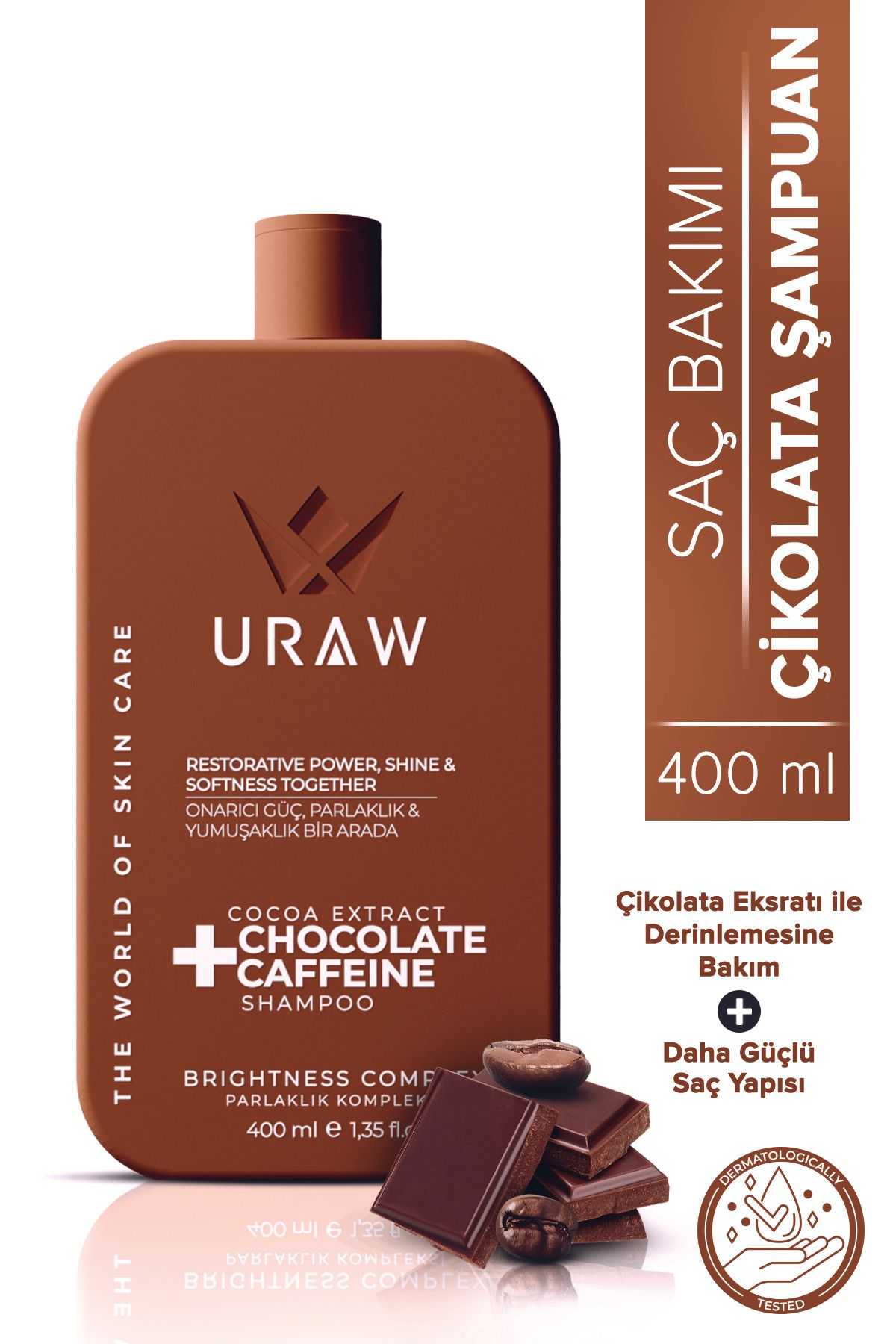 Uraw Chocolate Caffeine Shampoo ( Kakao Ekstratlı Yüksek Onarıcı Çikolata Şampuanı )