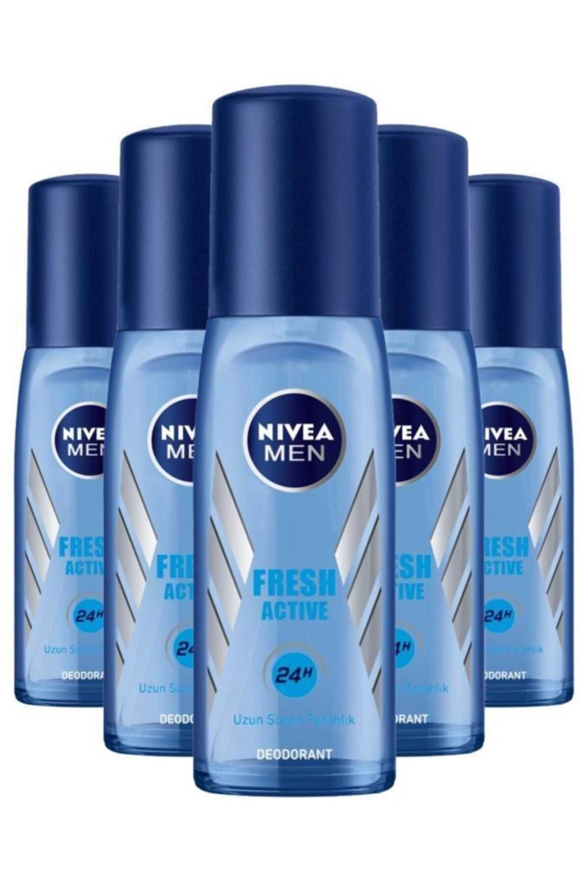 NIVEA Deodorant Erkek Fresh Active Pump Sprey 75 ml X5