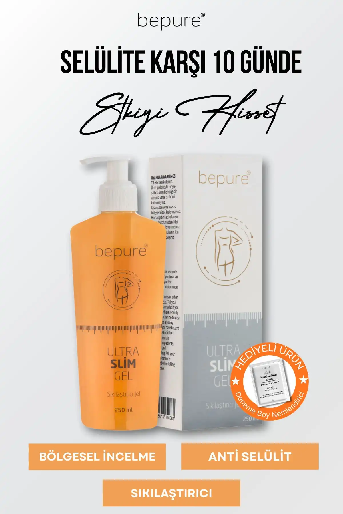 Bölgesel İncelme İçin Selülit ve Çatlak Giderici Ultra Slim Jel