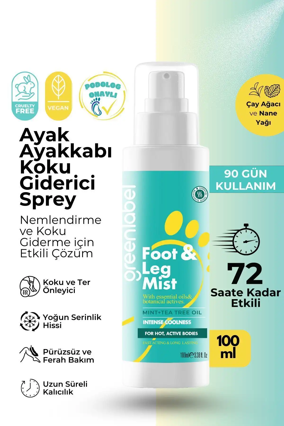 Greenlabel Ayak Spreyi: Koku Giderici ve Ferahlatıcı 100ml