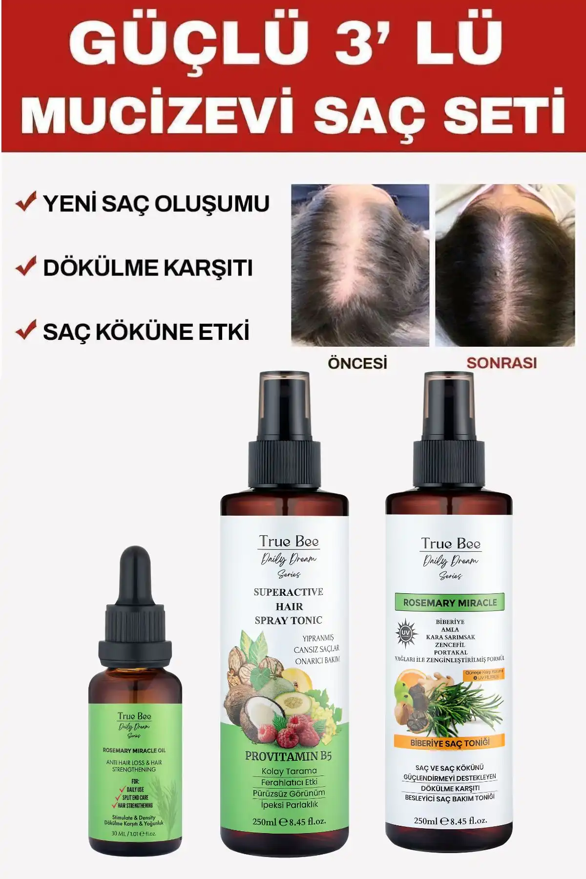 Güçlü 3’lü Mucizevi Saç Seti - Doğal Saç Bakım Çözümleri