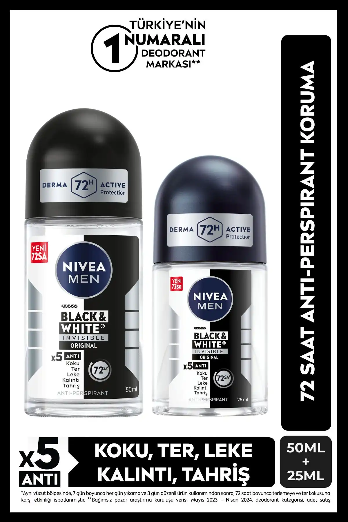 NIVEA MEN Erkek Roll-on Deodorant Black&White Invisible Original Hakkında Bilgiler