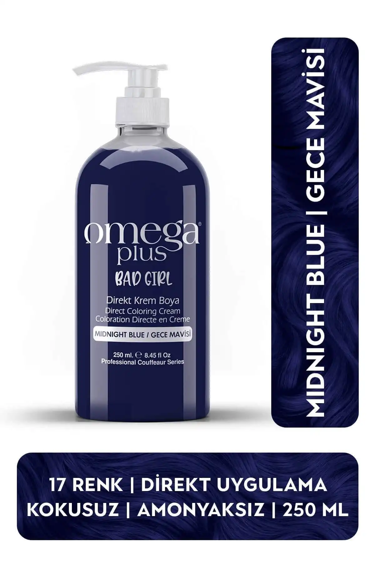 Omega Plus Bad Girl: Amonyaksız Gece Mavisi Renkli Saç Boyası